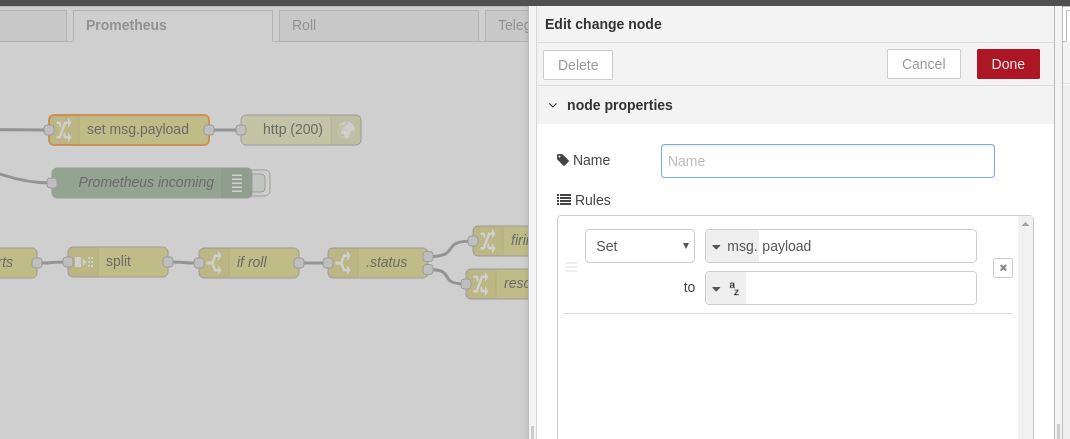 change node config